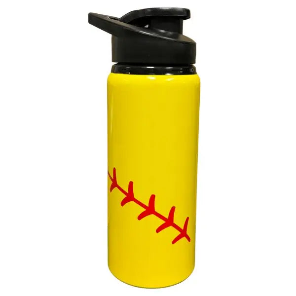 Softball Water Flask - Aluminum 22oz Yellow Softball Water