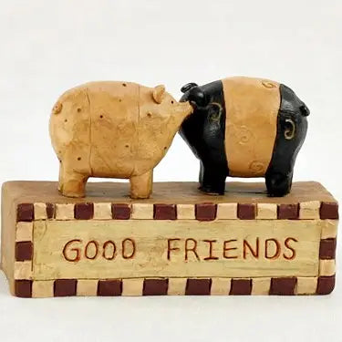 Country Figurine Block-Good Friends Pigs