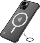 Ultra-Thin Frameless Magnetic Case for iPhone 14 Plus, Black Matte Case with Shockproof Corner& Finger Loop String