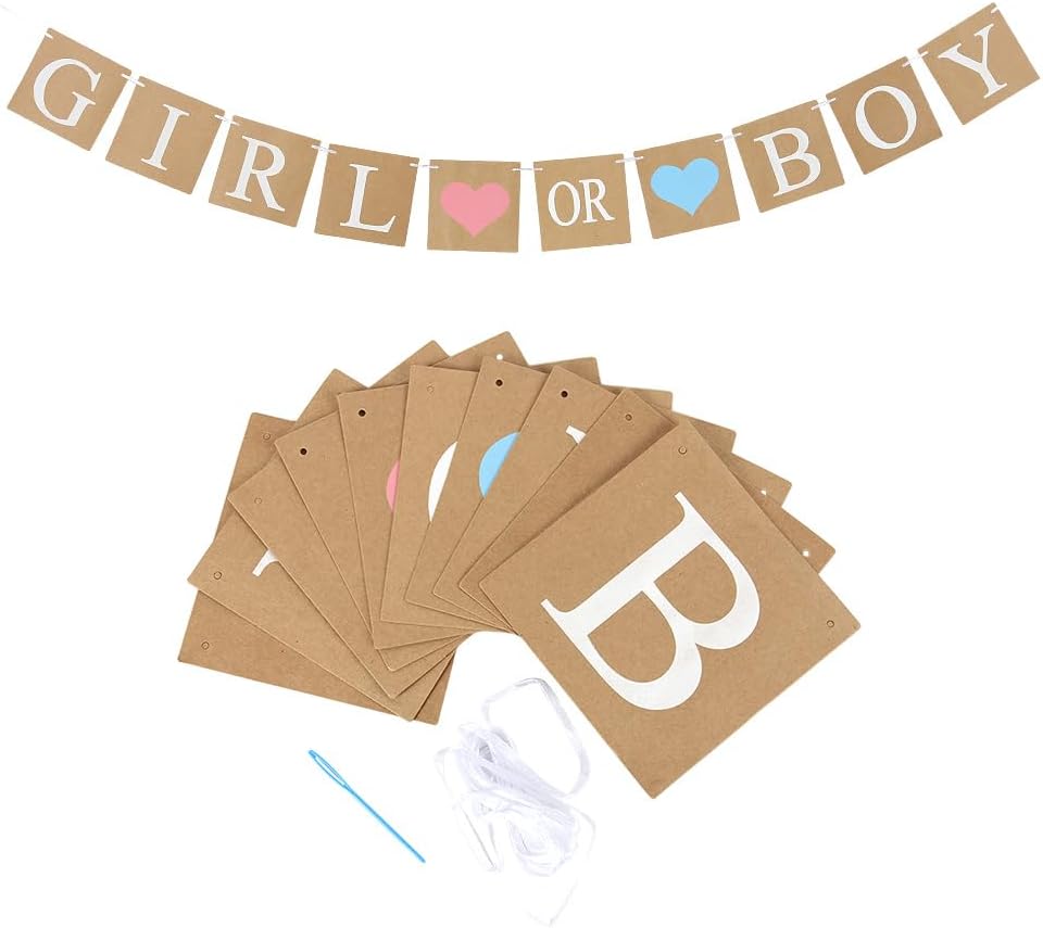 Boy or Girl Banner Baby Shower Decorations Gender Reveal Bunting Flag Baby Gender Show Party Favors Pregnancy Announcement