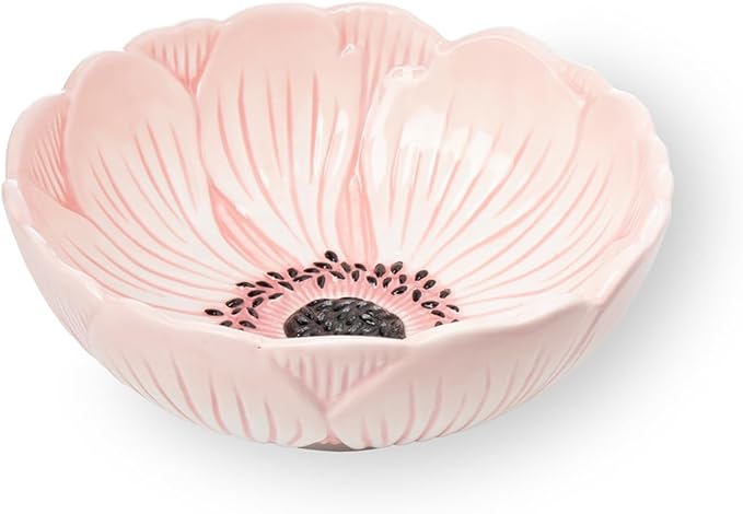 Pink Poppy Flower Cereal Bowl