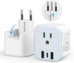 European Travel Plug Adapter Foldable International Power Plug Adapter with USB-C, Type C/L 2 in 1 Plug Adaptor for US to Most of Europe EU Spain Italy France Germany