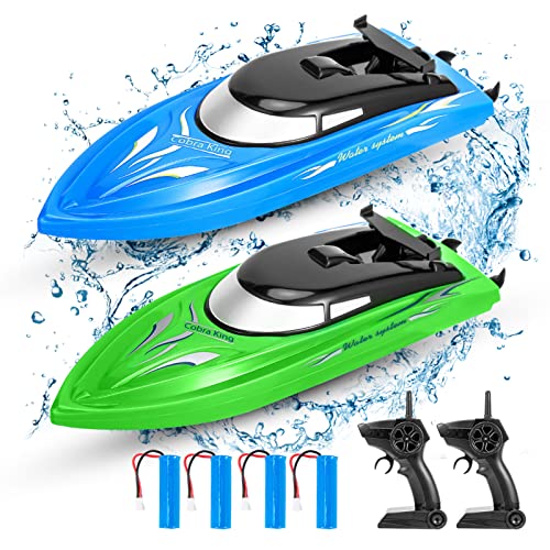 2PACK RC Boat,Remote Control Boats for Kids and Adults,10km/H 2.4G High Speed Remote Control Boat, Fast RC Boats for Pools and Lakes with 4 Rechargeable Battery
