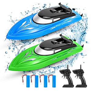 2PACK RC Boat,Remote Control Boats for Kids and Adults,10km/H 2.4G High Speed Remote Control Boat, Fast RC Boats for Pools and Lakes with 4 Rechargeable Battery
