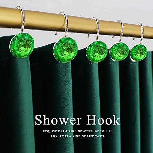 12 Pcs Bling Rhinestones Shower Curtain Hooks Bathroom Rolling Hooks