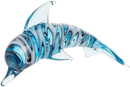 Azul Blue Swirl Dolphin Coastal Art Glass Figurine/ Paperweight