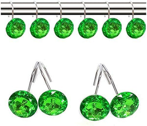12 Pcs Bling Rhinestones Shower Curtain Hooks Bathroom Rolling Hooks
