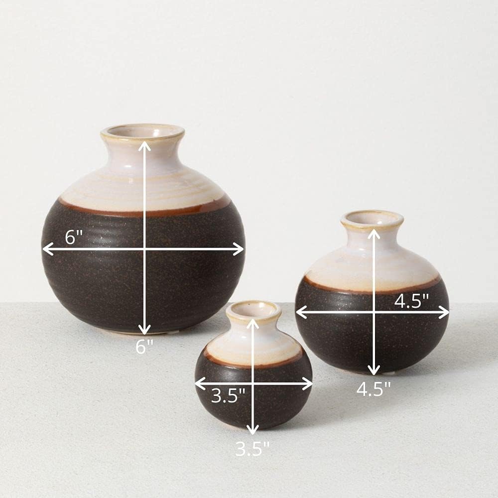LOW BALL VASE Set/3 6"Lx6"Wx6"H, 4.5"L x 4.5"W x 4.5"H, 3.5"L x 3.5"W x 3.5"H