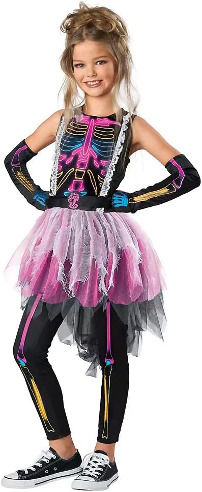 Colorful Ghostly Skeleton Costume Bones Halloween Costume for Girls