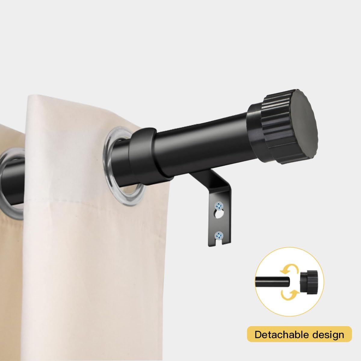 Modern Heavy Duty Curtain Rods for Windows 30 to 90 Inch, Black Decorative Adjustable Window Rods 1 Inch Diameter for Bedroom Living Room Kitchen Drapes (Black,30"-90")
