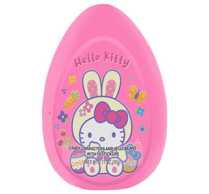 KITTY JUMBO EGG WITH CANDY CHARACTERS AND JELLY BEANS WITH 16 STICKERS-2.71oz (Best By: 08/2026)