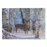 TT Deer Family (Standing in Woods)-  8"x6" Light-Up Canvas Wall/Tabletop Picture Art