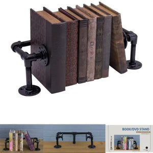 Home Decor - Pipe Decor - 17"x5.5"6.5" - Industrial Electro Plated Black Finish - Book Stand