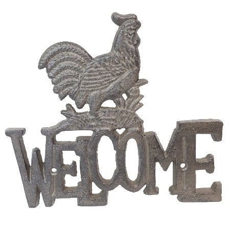 CAST IRON ROOSTER WELCOME SIGN/ WALL DECOR-- 8.5"X0.25"X7.5"