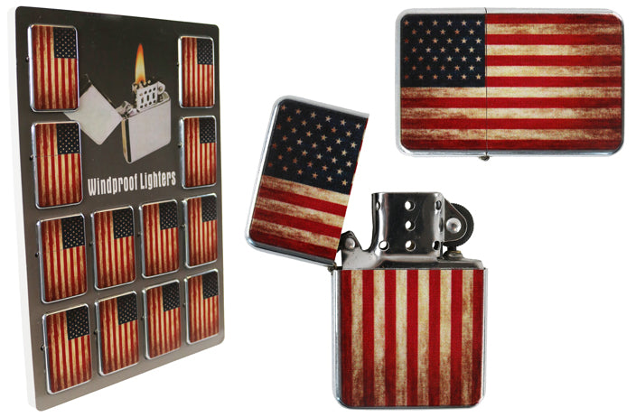 Windproof Flip Lighter (USA Flag) (Metal)