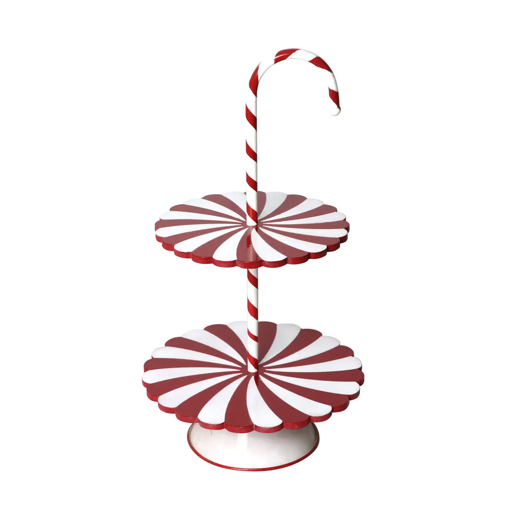 Candy Cane Tiered Dish