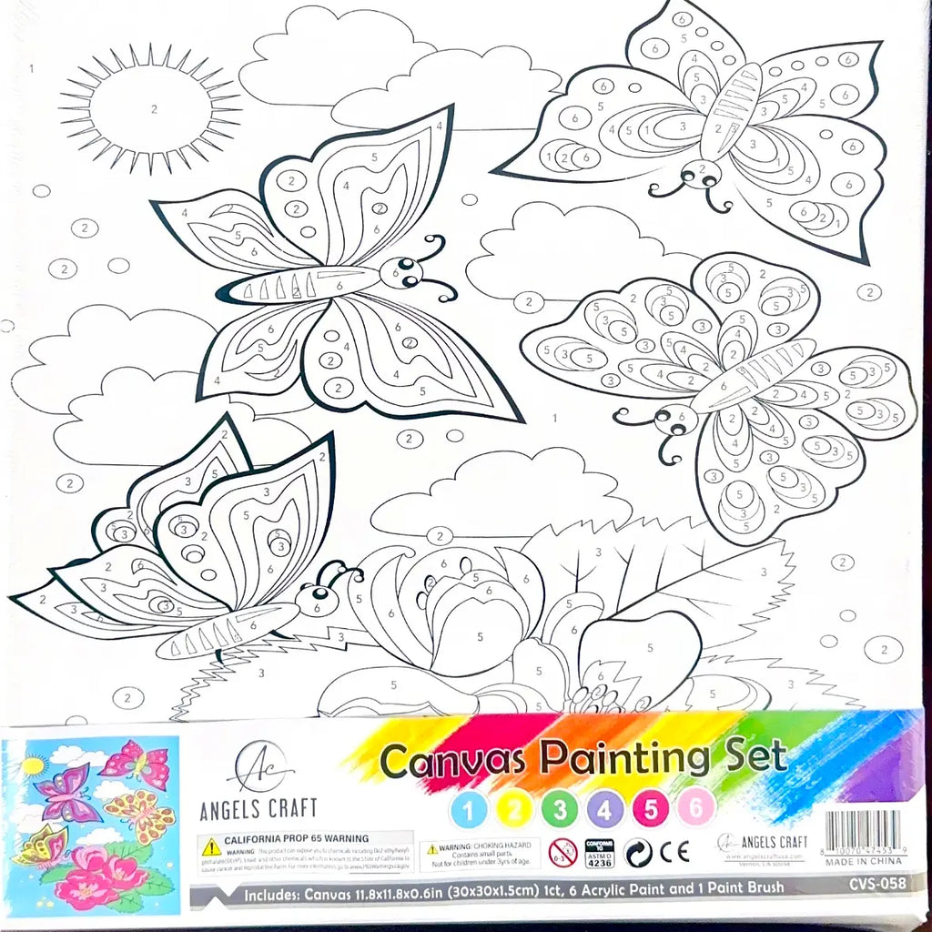 Canvas Paint Set, Butterfly Design , 11.8 X 11.8 X 0.67in