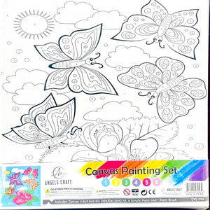 Canvas Paint Set, Butterfly Design , 11.8 X 11.8 X 0.67in