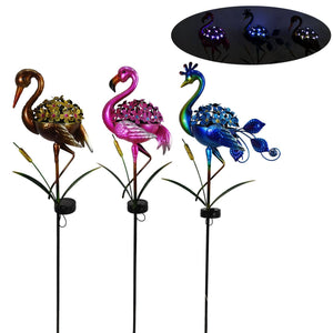 Solar Peacock/Flamingo/Crane Garden Stake W/Led Light (Choose your Favorite!)