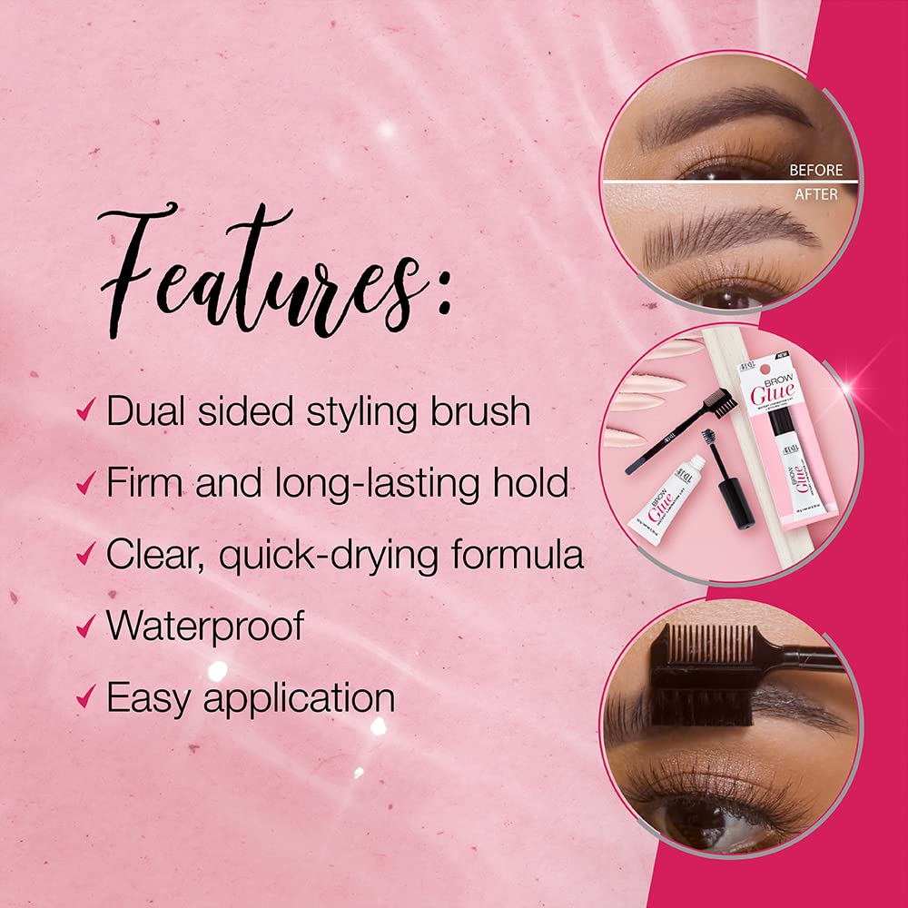 Brow Glue – Clear Eyebrow Gel for Instant Lamination Lift with Styling Brush, All day Extreme Hold Brow Gel for Fluffy Defined Brows, 0.35 oz