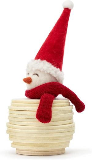 Demdaco Chubby Snowman Stacked SET/14 Felt Coasters Felt, Fabric, Wood 4"Dx8"H
