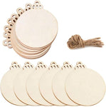 30pcs DIY Wooden Easter Christmas Ornaments Unfinished Predrilled Circles Round Wooden Discs with Holes for Crafts Centerpieces Holiday Hanging Decorations