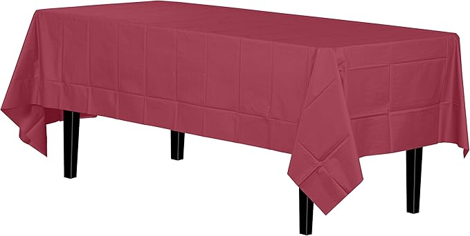 Crown Burgundy Plastic Table Cover 54" x 108"