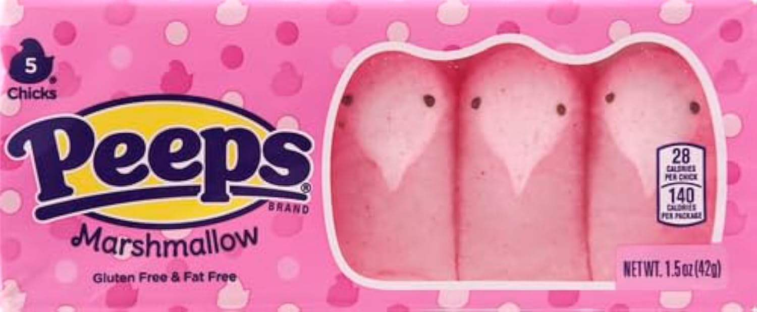 PEEPS Pink Marshmallow Chicks, Pack of 5 (Best By 06/2026, 08/2026)