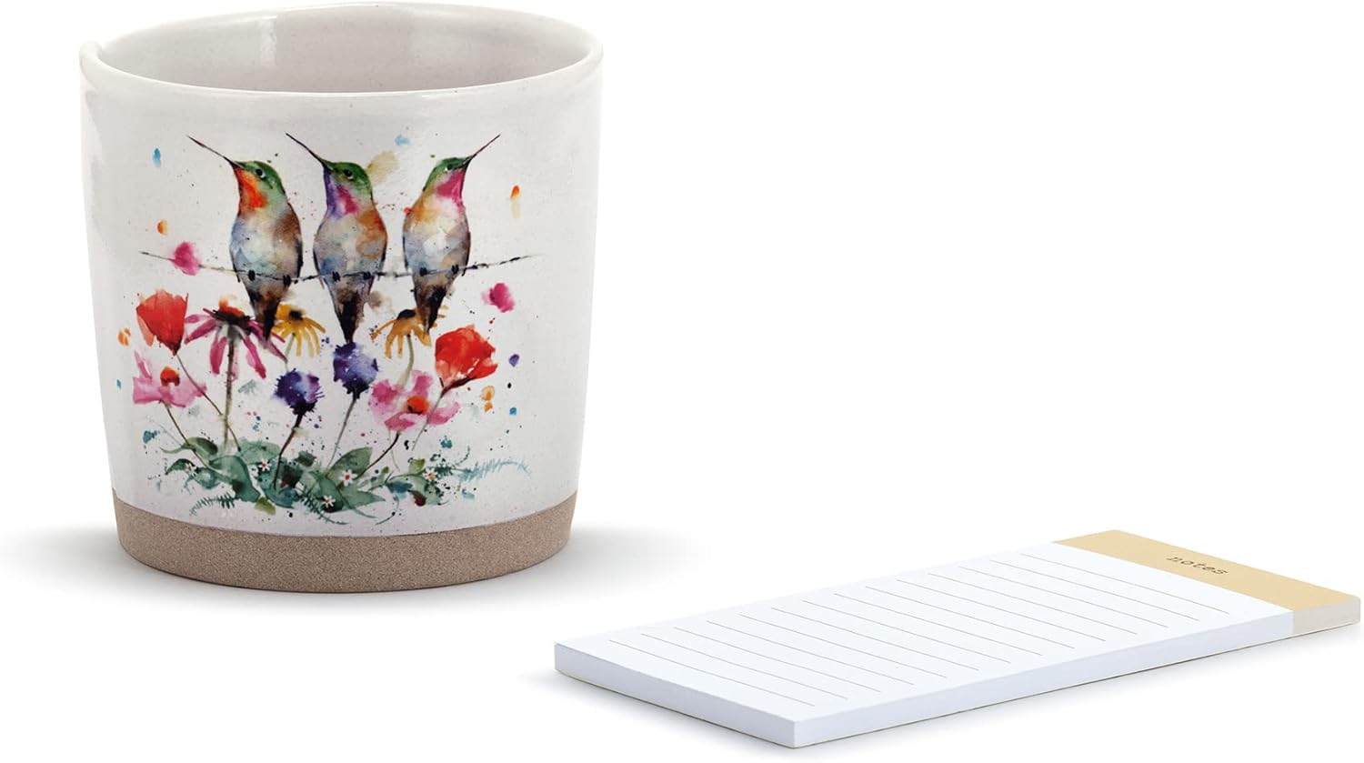 DEMDACO Wildflower & Friends Watercolor 4 x 4 Ceramic Stoneware Planter and Journal Set