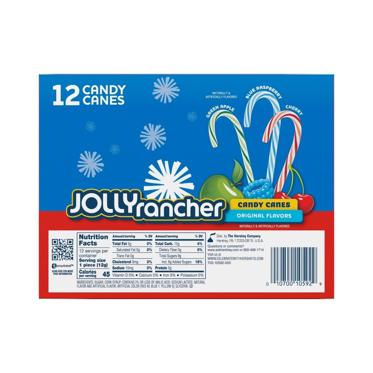 Jolly Rancher Candy Canes, Original Flavors 5.28 Oz (Best By: 10/2025)