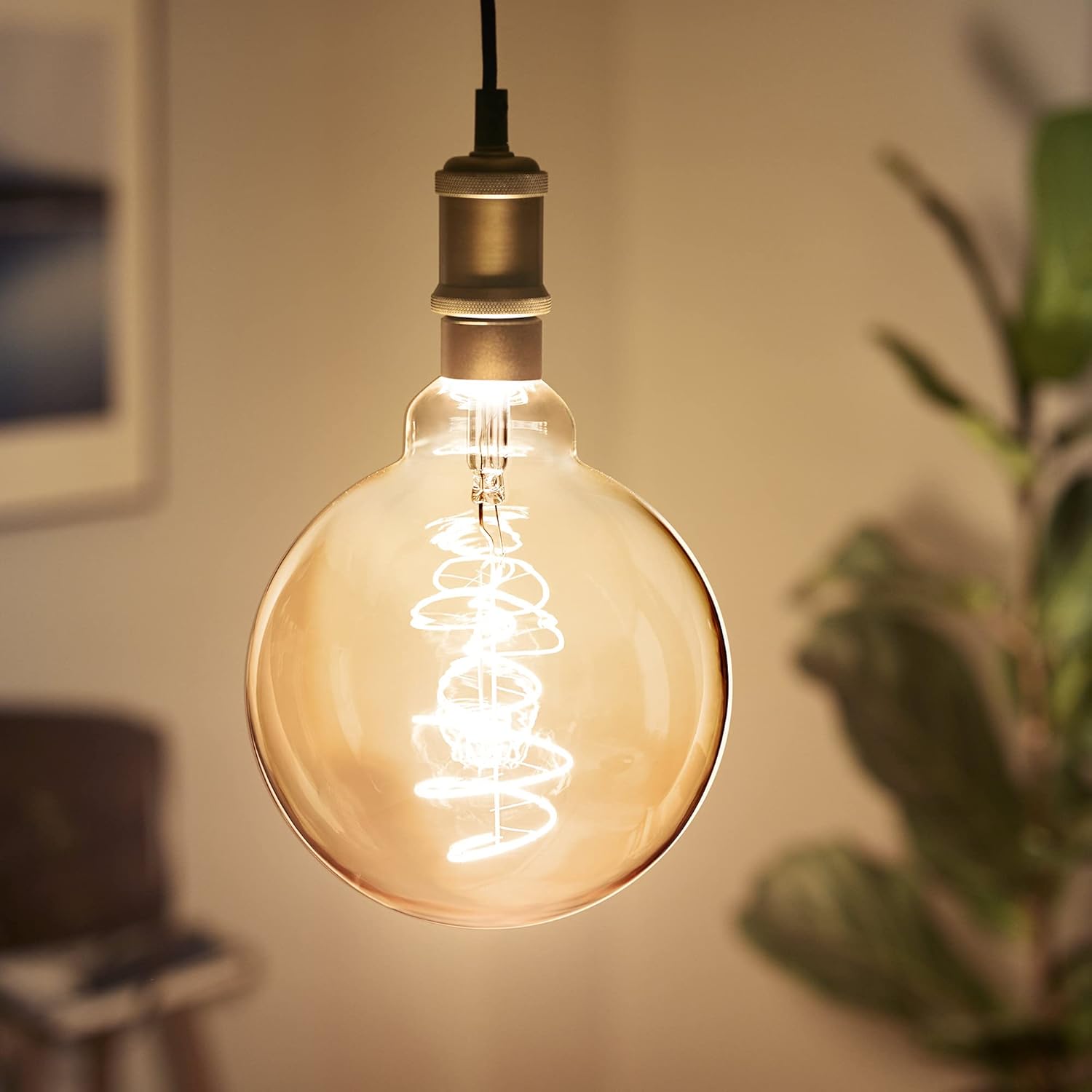 Philips 40W Equivalent Amber G63 Medium Dimmable LED Decorative Light Bulb -ROUND BULB
