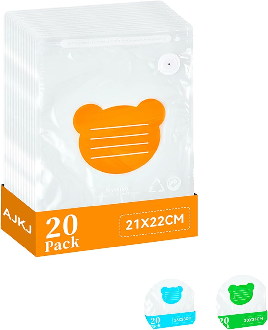 Portable Dog Food and Treat Vacuum Storage Sealer Bags - 20pcs Bags Only - 8.66x8.27in - Orange