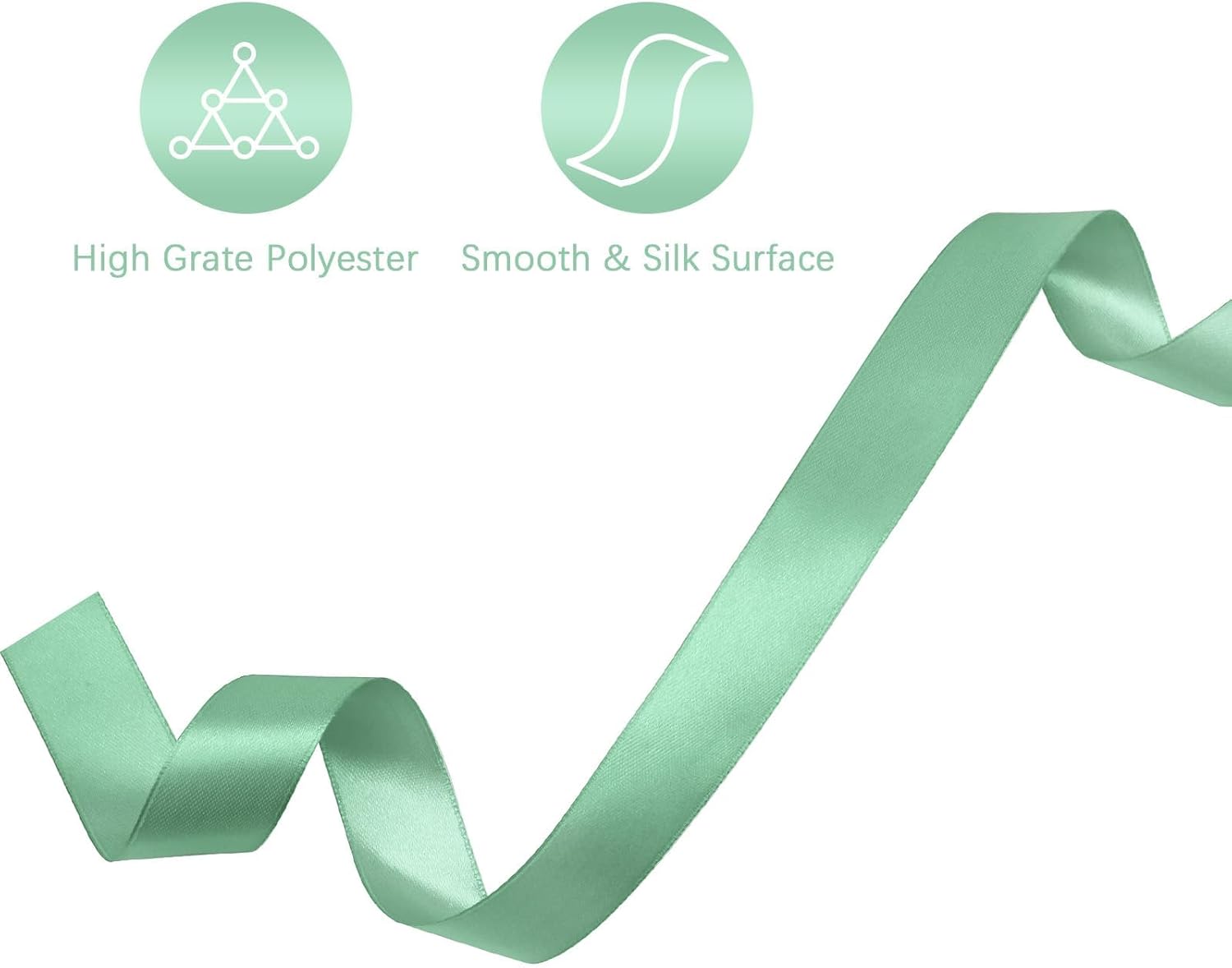 Double Face 1 Inch Sage Green Satin Ribbon 50 Yards Fabric Ribbon for Gift Wrapping Bow Craft Flower Bouquet Wedding Sewing Decoration Accessories