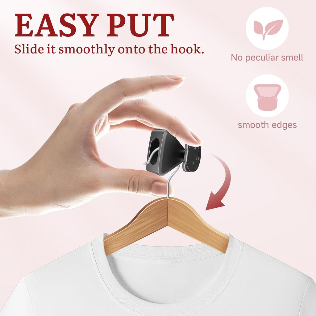 LIZMSIE 10PCS Space Saving Hangers, Heavy Duty Hanger Hooks, Space Savers Triangles with Bear-Shaped for Hangers, Plastic Clothes Hanger.