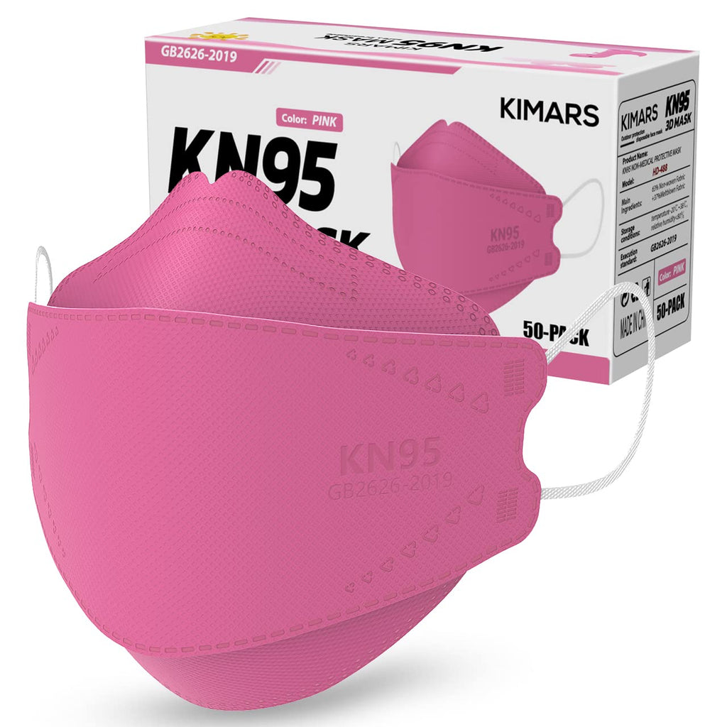 KN95 Face Masks 50 Pack-Disposable, Breathable, Pink