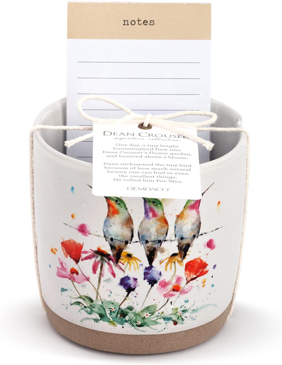 DEMDACO Wildflower & Friends Watercolor 4 x 4 Ceramic Stoneware Planter and Journal Set