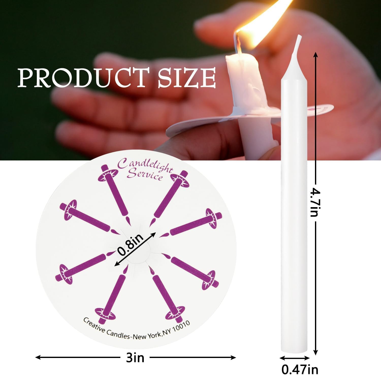100 pcs Church Candles with Drip Protectors for Devotional Candlelight Vigil Service, Unscented White 5" H X 1/2" D, No Smoke, Church Service Candles