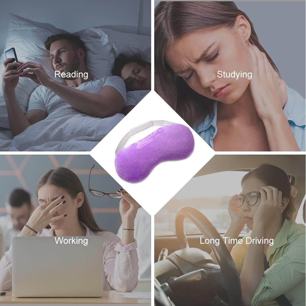 Lavender Eye Mask, Aromatherapy Weighted Sleep Mask for Dry Eyes Men Women, Microwave Heated Hot Therapy Eye Cover Moist Compression Pain Relief, Pillow for Puffy Eyes, Sinus Pain, Purple