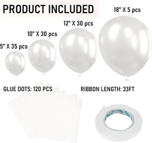 Dazzle Bright 100 PCS White Balloons Latex Balloons Different Party Balloon Kit