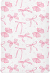 Fitted Crib Sheets Coquette Watercolor Pink Bow Stretchy Portable Playard Sheets for Baby Toddler, Breathable Soft Mini Crib Mattress 39 x 27 in for Boys and Girls