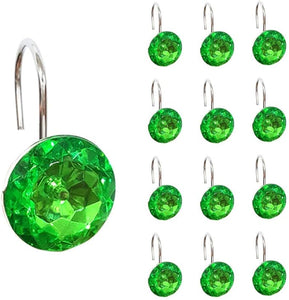 12 Pcs Bling Rhinestones Shower Curtain Hooks Bathroom Rolling Hooks