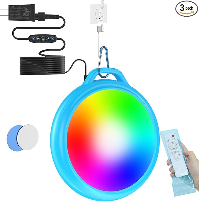 LED Pool Lights for Inground Above Ground with Remote Control, 10W RGB Dimmable Underwater Submersible Lights with Magnets, IP68 Waterproof Color Changing 5V Pool Lights Pool, 26ft Cord (Blue)