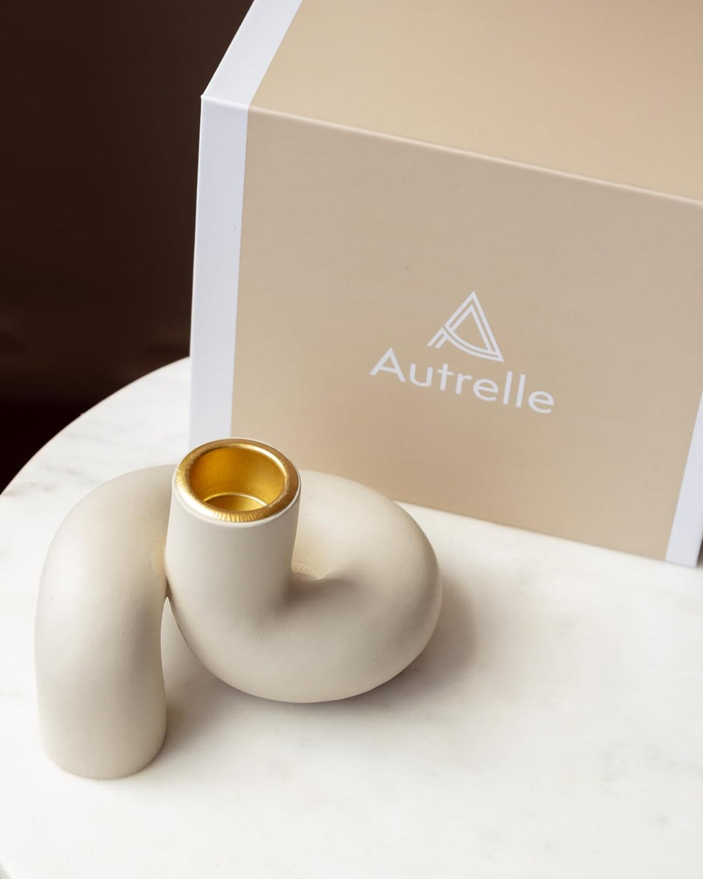 Elegant Neutral Resin Candle Holder - Decorative Pillar Stand, Taper & Stick Holders, Large to Tall, Home Decor, Ideal for Party or Wedding -Table Centerpiece - Perfect for Gifts Ideas