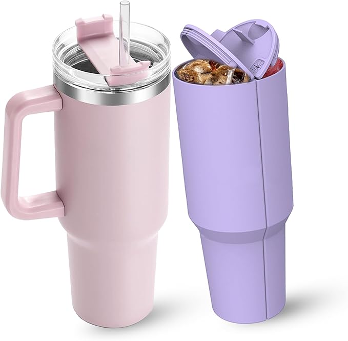 30 oz Stanley Cups Accessories, Stanley Cup Beverages Silicone Separator, 2-in-1 Drink Separator Reusable Silicone Liner, Double Drinks Bag Fit Cups Dispense Different Beverages (Purple, 30 Oz)
