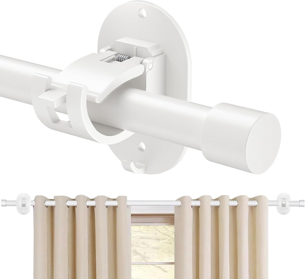Curtain Rods for Windows No Drilling 30 to 45 Inch, 5/8 Inch Diameter Drapery Rods, No drill Curtain Rod Set with 3M Self Adhesive Curtain Rod Holders for Bedroom, Living Room, Kitchen, 30"-45"