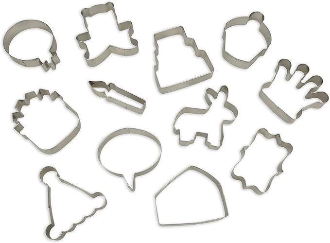 Handstand Kitchen Celebrate! Cookie Cutter 12 Piece Boxed Set Stainless Steel 2.4"-4"