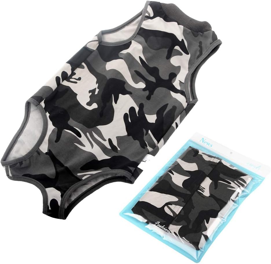 Etdane Cat Surgical Recovery Suit Small/Medium Dog Puppy Onesies After Surgery Shirt Pet E-Collar Alternative Camouflage/Large