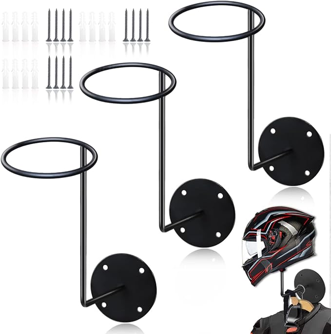 Hat Rack Motorcycle Accessories, 3 Pack Helmet Hanger Helmet Holder Rack Wall Mounted Hook for Coats, Hats, Caps