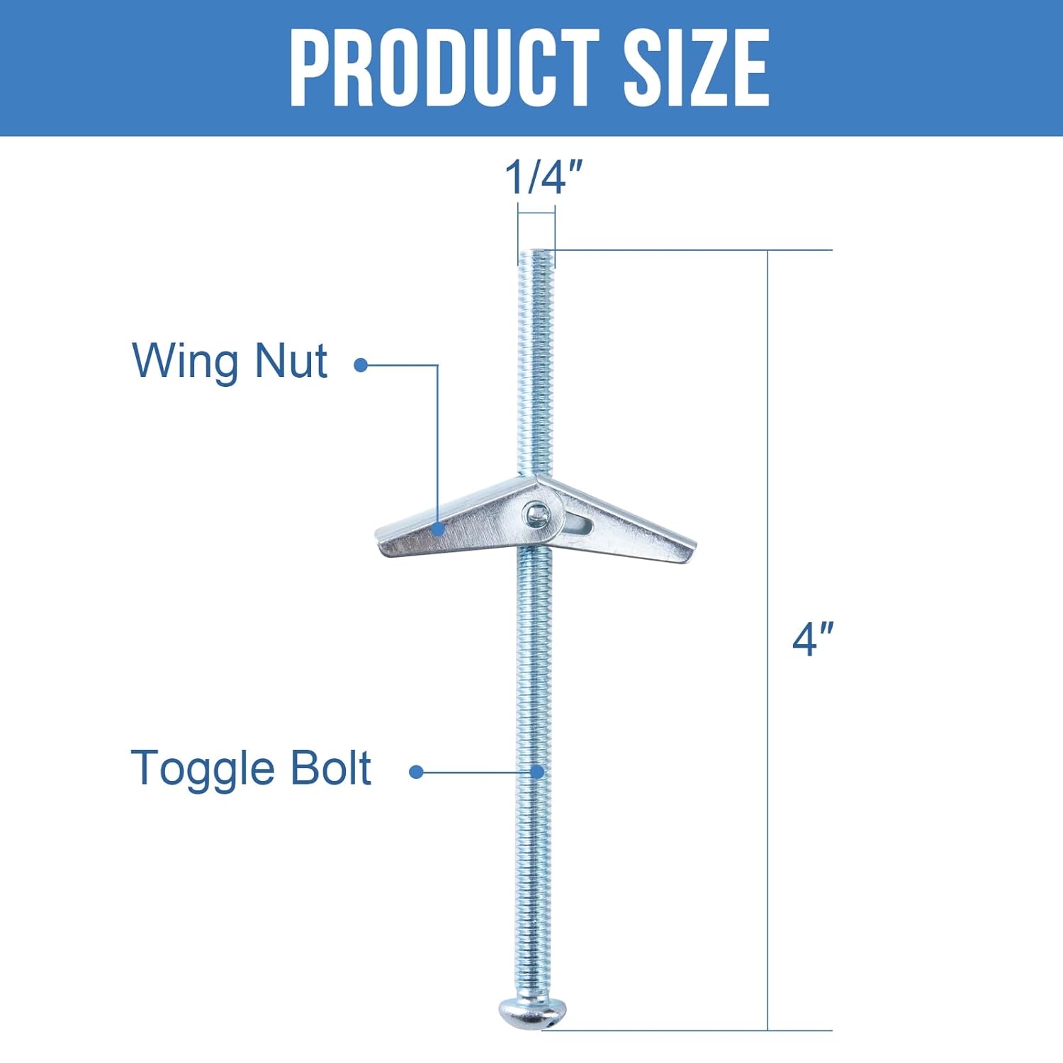 1/4"x4" Toggle Bolts (36 Pcs) 1/4 inch Wall Anchors for Drywall Heavy Duty, Butterfly Anchor Bolt for Hollow Wall, Sheetrock, Ceiling