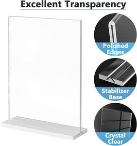 Acrylic Sign Holder 8.5x11 Inches 2 Pack, Double Sided Clear Display Stand Table Top Paper Holder, Vertical Menu Flyer Stand, Plastic Frame for Stores, Restaurants, Hotels, Office